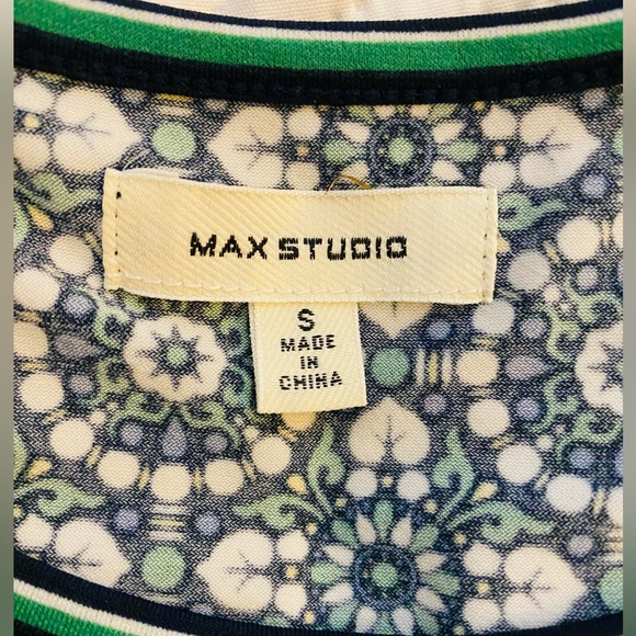 Max Studio Green and Blue Long Sleeve Dress - Picture 3 of 5